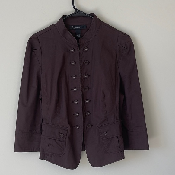 INC International Concepts Jackets & Blazers - EUC INC International Concepts 3/4 sleeves Chocolate Brown Military Style Blazer